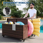 Organizzatore porta-oggetti galleggianti per piscina resistente, caddy in rattan PE a 2 scomparti, impermeabile e resistente ai raggi UV con braccioli