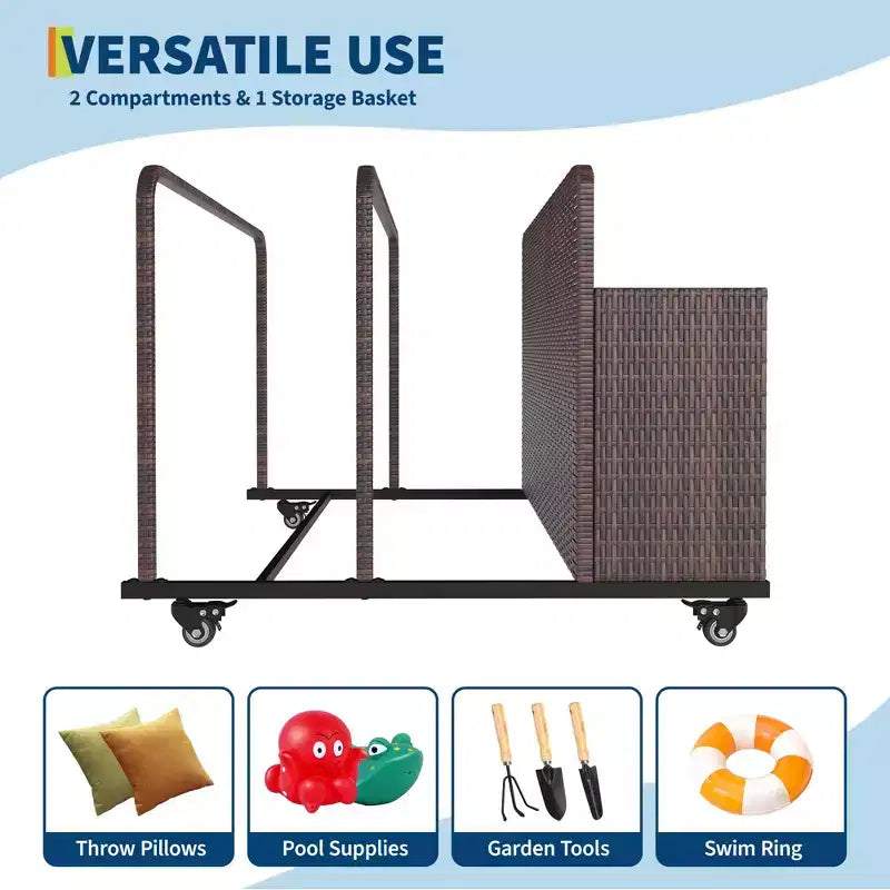 Organizzatore porta-oggetti galleggianti per piscina resistente, caddy in rattan PE a 2 scomparti, impermeabile e resistente ai raggi UV con braccioli