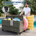 Organizzatore porta-oggetti galleggianti per piscina resistente, caddy in rattan PE a 2 scomparti, impermeabile e resistente ai raggi UV con braccioli