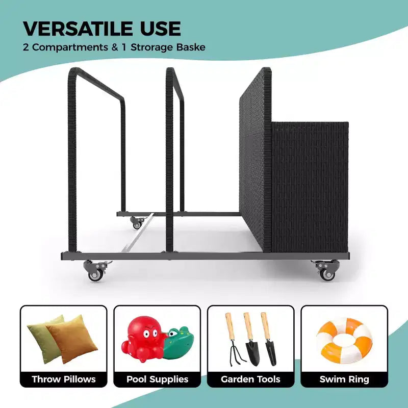 Organizzatore porta-oggetti galleggianti per piscina resistente, caddy in rattan PE a 2 scomparti, impermeabile e resistente ai raggi UV con braccioli