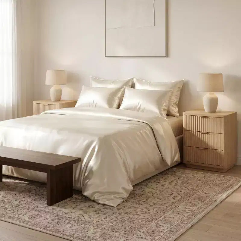 Comodini Moderni Set da 2 con Stazione di Ricarica, Tavolini da Notte in Legno con 3 Cassetti per Camera da Letto