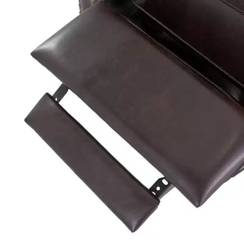 Poltrona reclinabile Walder in pelle rigenerata con schienale a pressione, marrone - Elegante schienale alato, struttura in legno massello