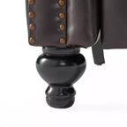 Poltrona reclinabile Walder in pelle rigenerata con schienale a pressione, marrone - Elegante schienale alato, struttura in legno massello