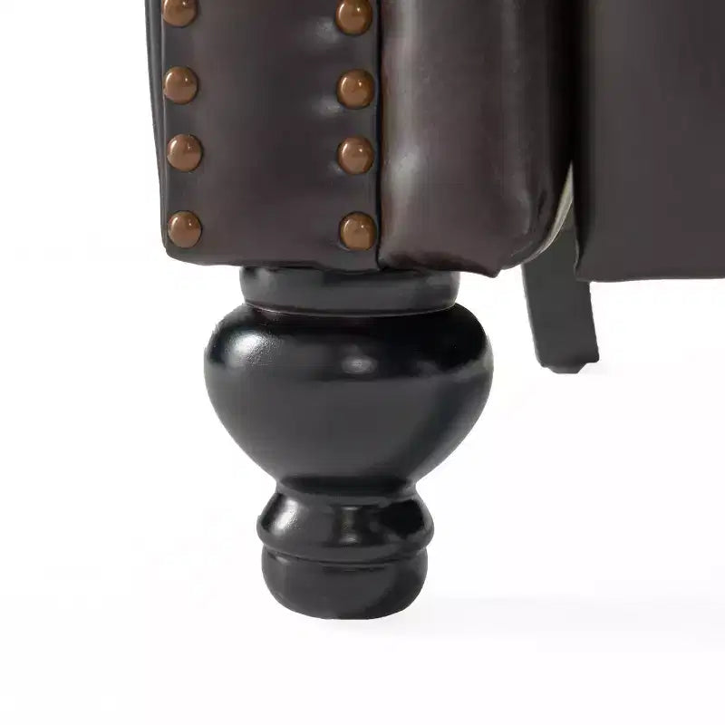 Poltrona reclinabile Walder in pelle rigenerata con schienale a pressione, marrone - Elegante schienale alato, struttura in legno massello