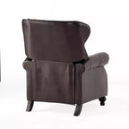 Poltrona reclinabile Walder in pelle rigenerata con schienale a pressione, marrone - Elegante schienale alato, struttura in legno massello