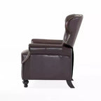 Poltrona reclinabile Walder in pelle rigenerata con schienale a pressione, marrone - Elegante schienale alato, struttura in legno massello