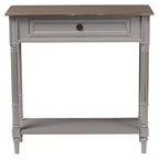 Consolle in stile provenzale Edouard con 1 cassetto - Bianco/Marrone chiaro - Mobile elegante per ingresso, Design sottile