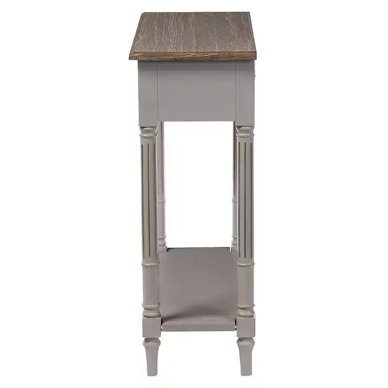 Consolle in stile provenzale Edouard con 1 cassetto - Bianco/Marrone chiaro - Mobile elegante per ingresso, Design sottile
