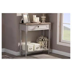 Consolle in stile provenzale Edouard con 1 cassetto - Bianco/Marrone chiaro - Mobile elegante per ingresso, Design sottile