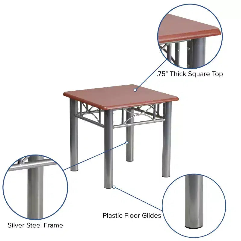 Tavolino con piano laminato e struttura in acciaio