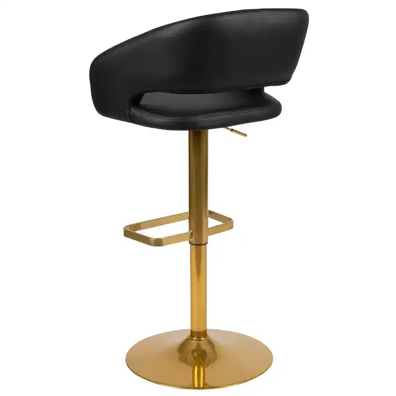 Sgabello da bar contemporaneo in vinile regolabile in altezza con schienale arrotondato a metà altezza, set da 2