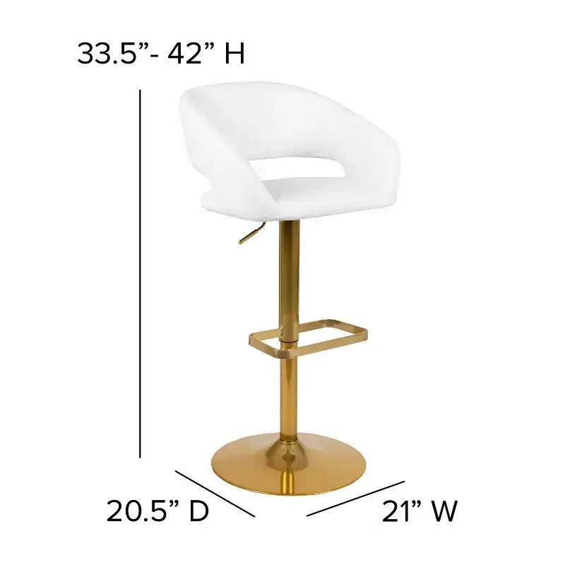 Sgabello da bar contemporaneo in vinile regolabile in altezza con schienale arrotondato a metà altezza, set da 2