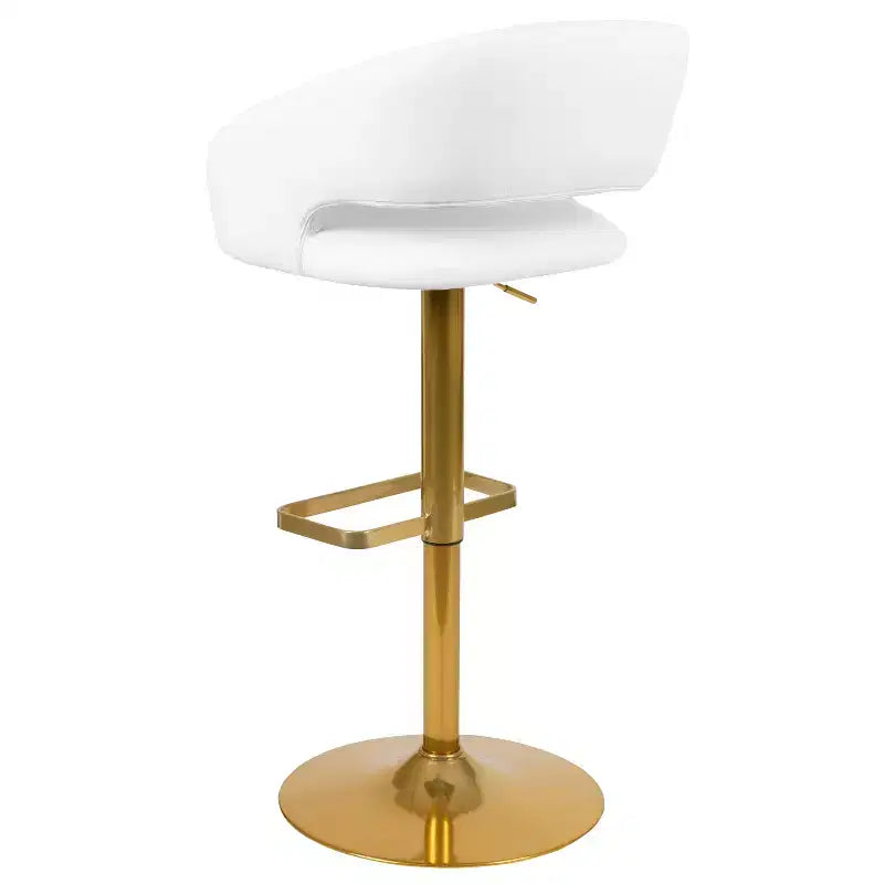 Sgabello da bar contemporaneo in vinile regolabile in altezza con schienale arrotondato a metà altezza, set da 2