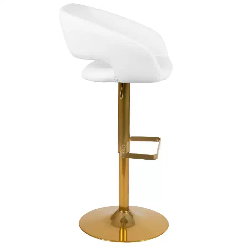 Sgabello da bar contemporaneo in vinile regolabile in altezza con schienale arrotondato a metà altezza, set da 2