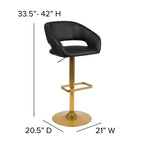 Sgabello da bar contemporaneo in vinile regolabile in altezza con schienale arrotondato a metà altezza, set da 2