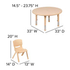 Set tavolo attività rotondo in plastica regolabile in altezza da 33" con 4 sedie