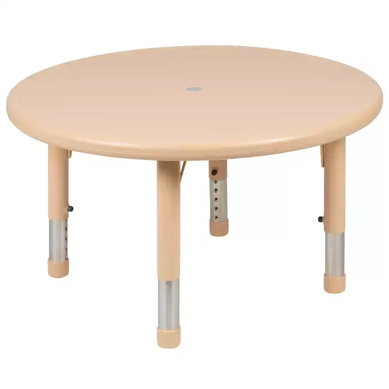 Set tavolo attività rotondo in plastica regolabile in altezza da 33" con 4 sedie