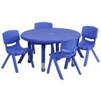 Set tavolo attività rotondo in plastica regolabile in altezza da 33" con 4 sedie