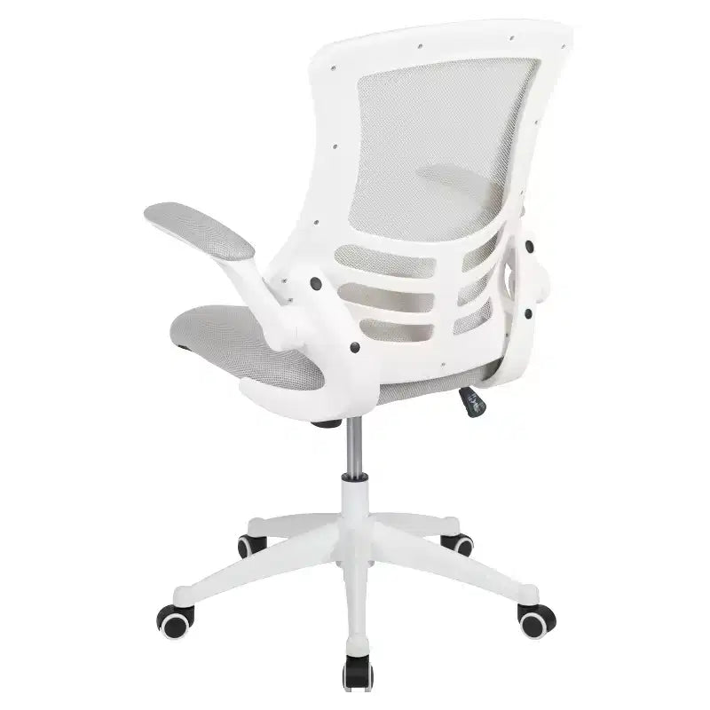 Sedia da ufficio ergonomica girevole in rete a schienale medio con braccioli ribaltabili