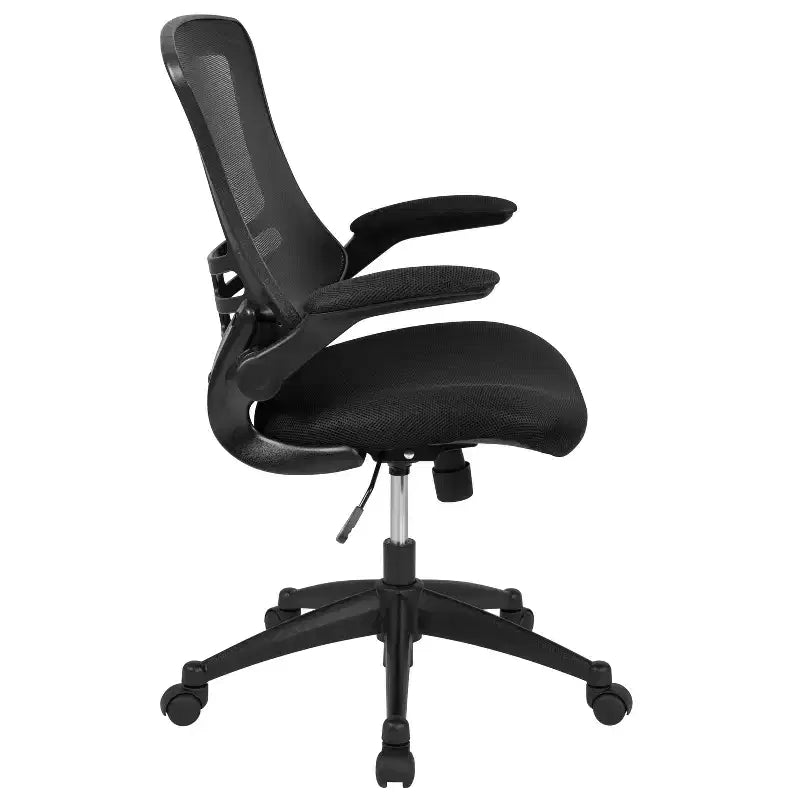 Sedia da ufficio ergonomica girevole in rete a schienale medio con braccioli ribaltabili