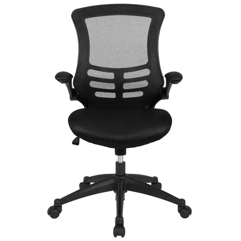 Sedia da ufficio ergonomica girevole in rete a schienale medio con braccioli ribaltabili