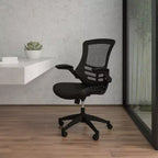 Sedia da ufficio ergonomica girevole in rete a schienale medio con braccioli ribaltabili