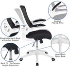 Sedia da ufficio ergonomica girevole in rete a schienale medio con braccioli ribaltabili