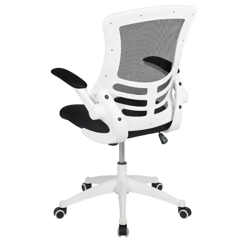 Sedia da ufficio ergonomica girevole in rete a schienale medio con braccioli ribaltabili