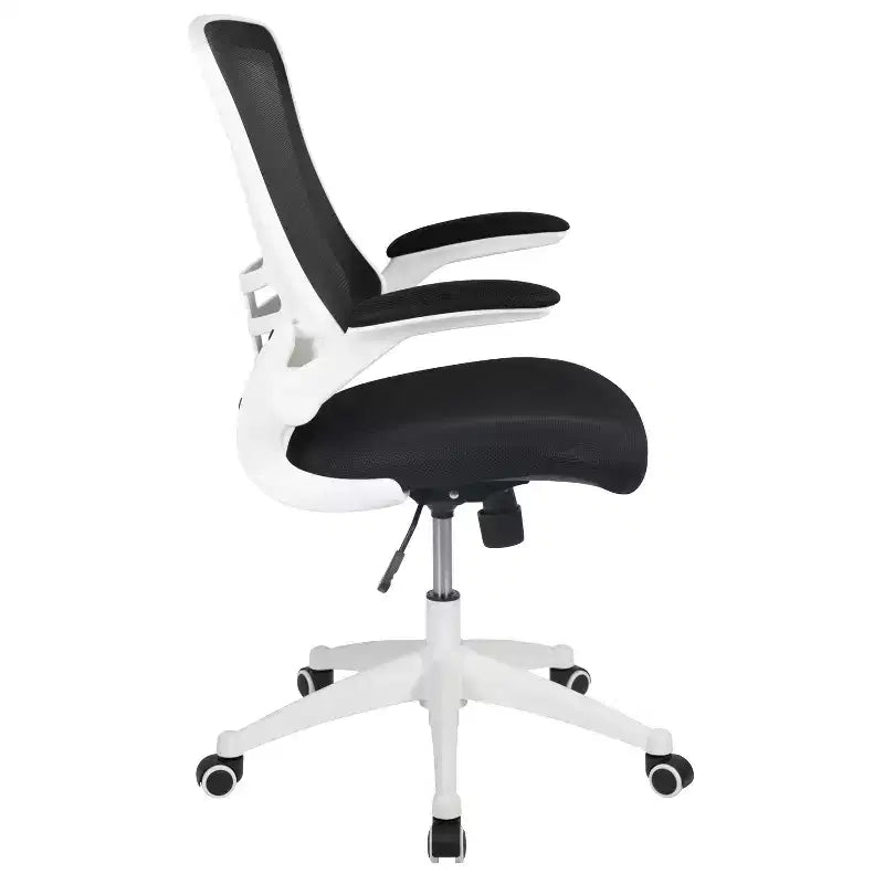 Sedia da ufficio ergonomica girevole in rete a schienale medio con braccioli ribaltabili