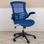 Sedia da ufficio ergonomica girevole in rete a schienale medio con braccioli ribaltabili