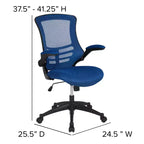Sedia da ufficio ergonomica girevole in rete a schienale medio con braccioli ribaltabili