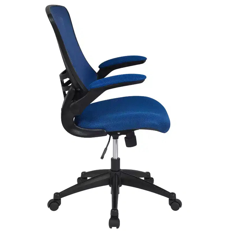 Sedia da ufficio ergonomica girevole in rete a schienale medio con braccioli ribaltabili