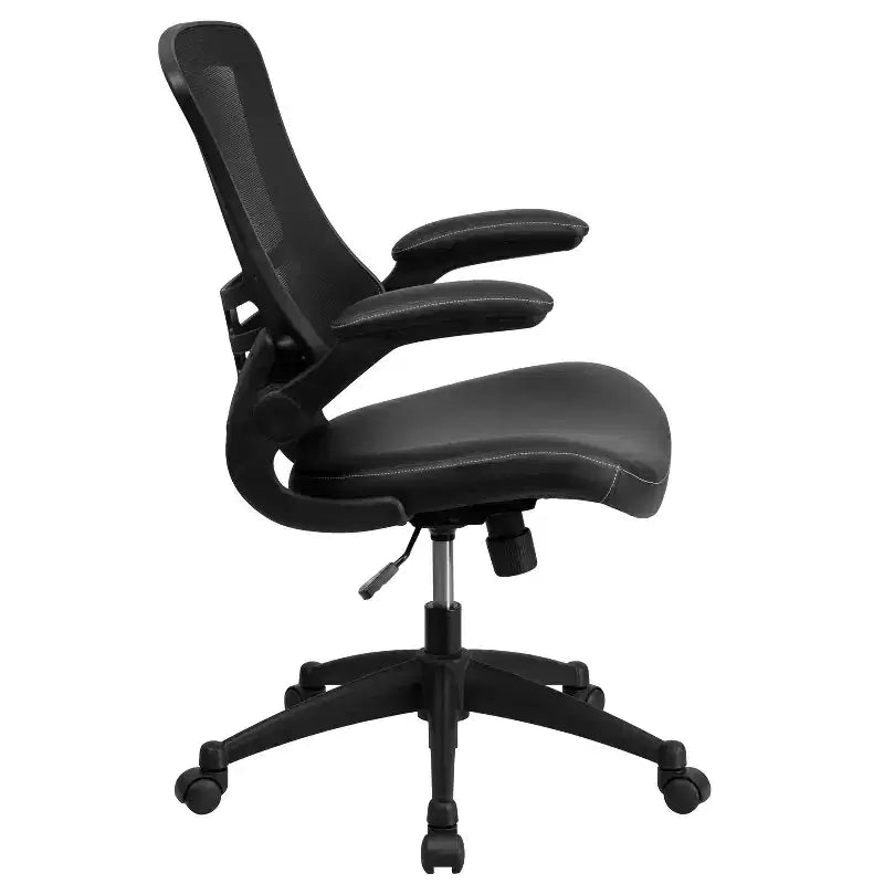 Sedia da ufficio ergonomica girevole in rete a schienale medio con braccioli ribaltabili