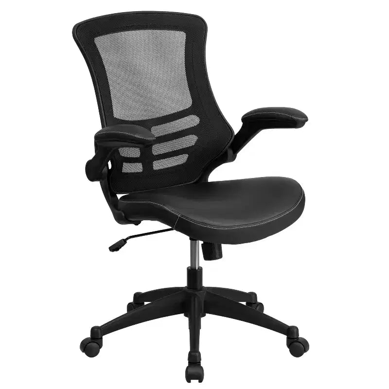 Sedia da ufficio ergonomica girevole in rete a schienale medio con braccioli ribaltabili