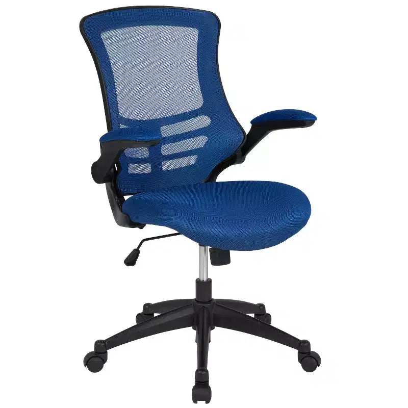 Sedia da ufficio ergonomica girevole in rete a schienale medio con braccioli ribaltabili