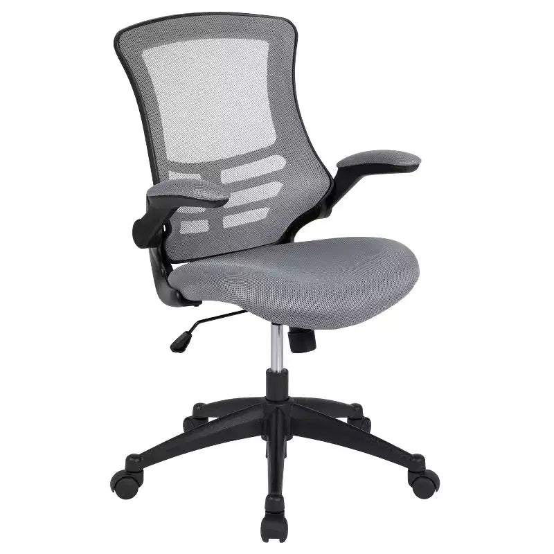 Sedia da ufficio ergonomica girevole in rete a schienale medio con braccioli ribaltabili