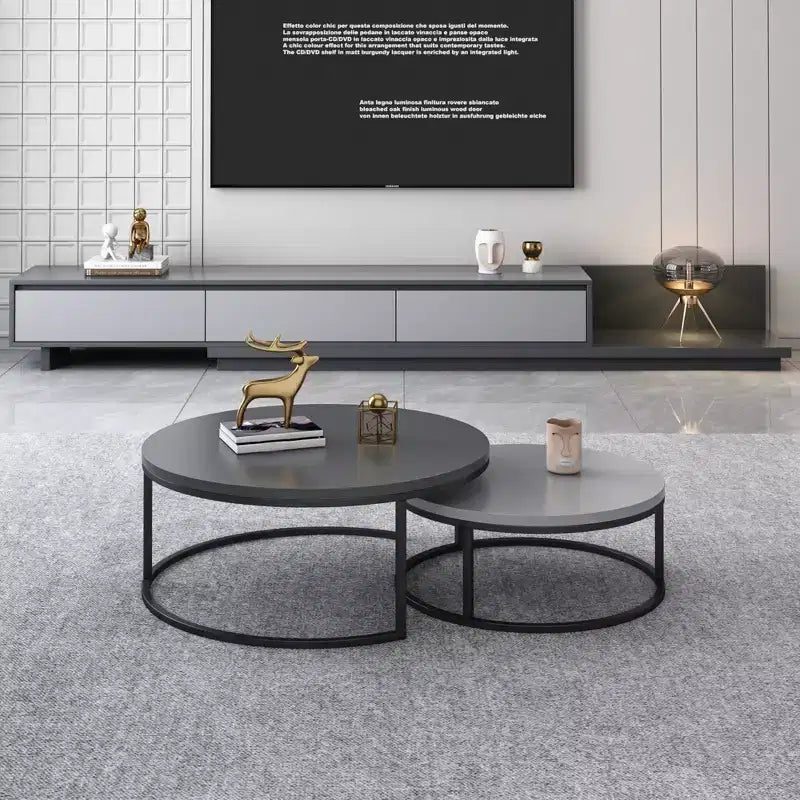 Tavolino da caffè rotondo a incasso grigio moderno