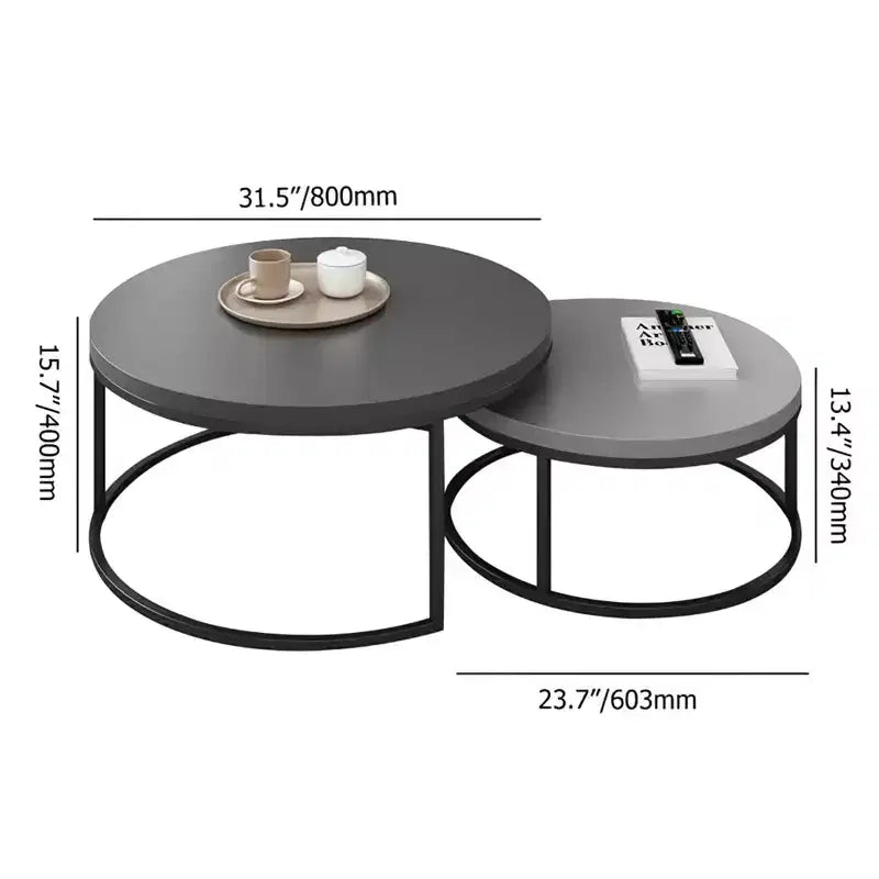 Tavolino da caffè rotondo a incasso grigio moderno