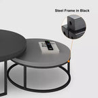 Tavolino da caffè rotondo a incasso grigio moderno